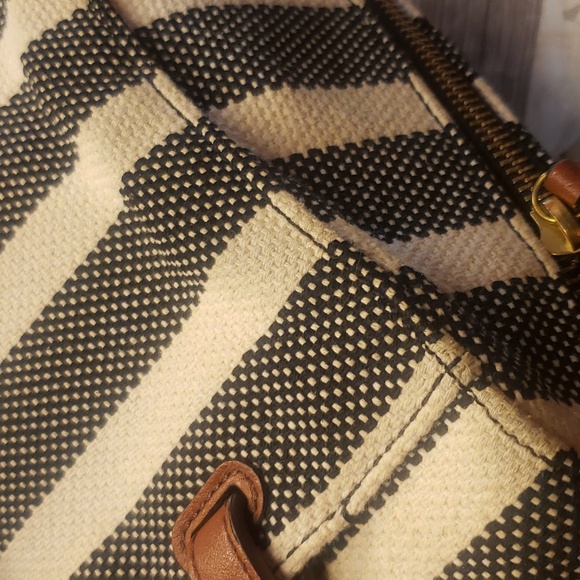 Fossil striped gray and cream canvas satchel bag - Picture 8 of 8